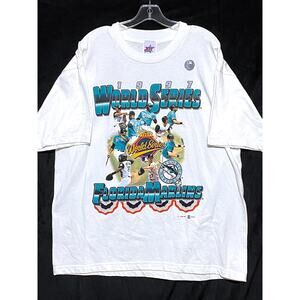 Florida Marlins 1997 MLB World Series Team Roster Shirt Mens XL Hologram Sticker